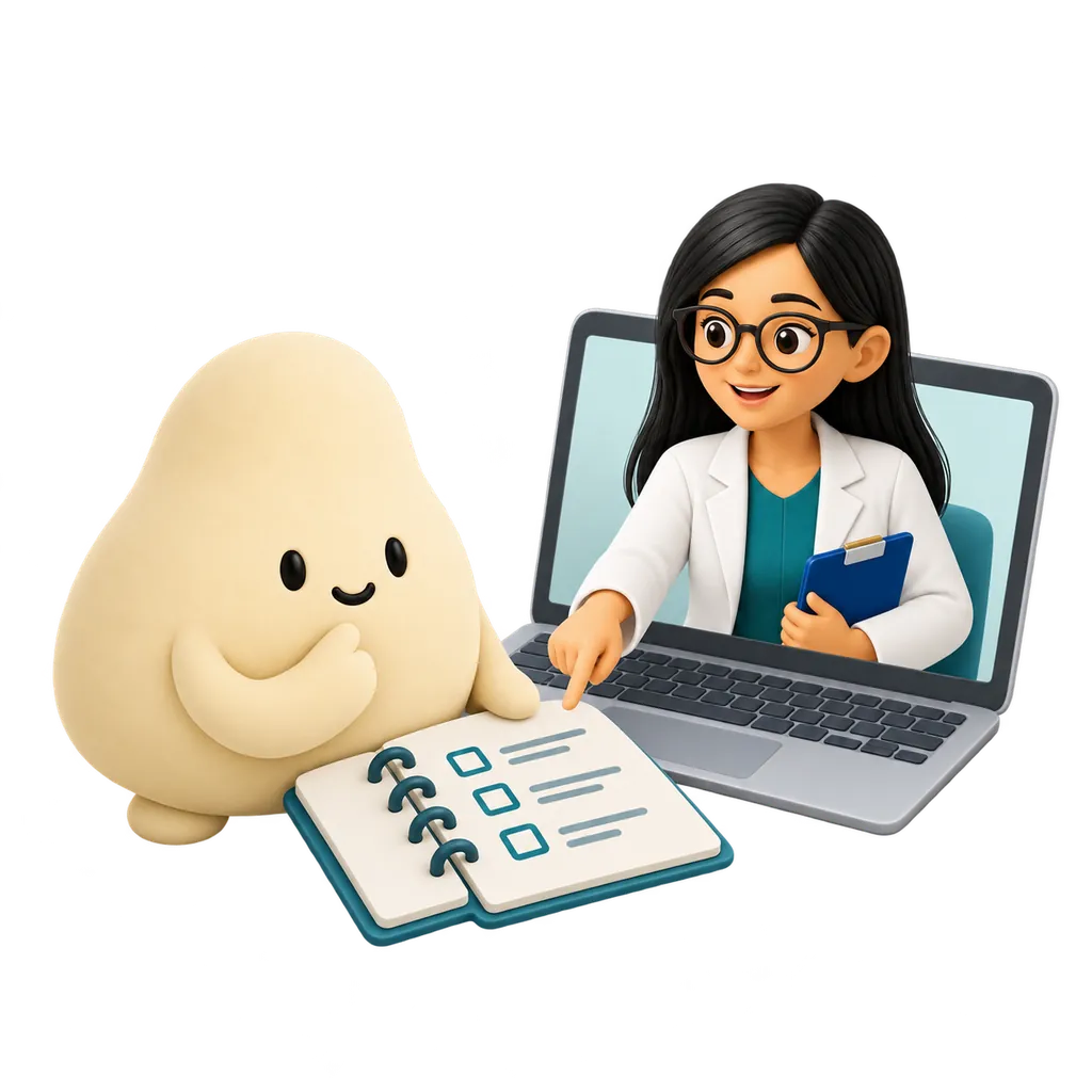 La mascota crema prepara un plan de terapia con la psicóloga en una videollamada.