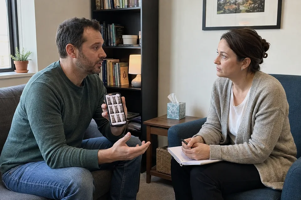 Un paciente describe sus comprobaciones repetidas durante la primera entrevista.