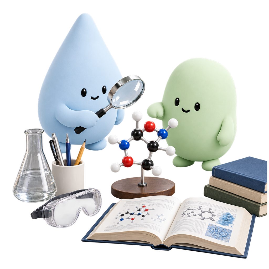Mascotas azul y verde observan modelos científicos para comprender el alcance de los hallazgos.