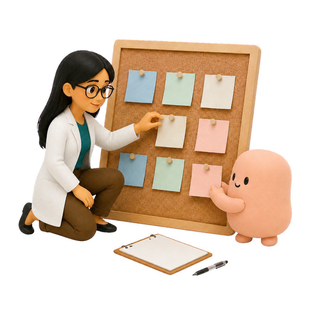 Psicóloga y mascota coral organizan objetivos de trabajo.