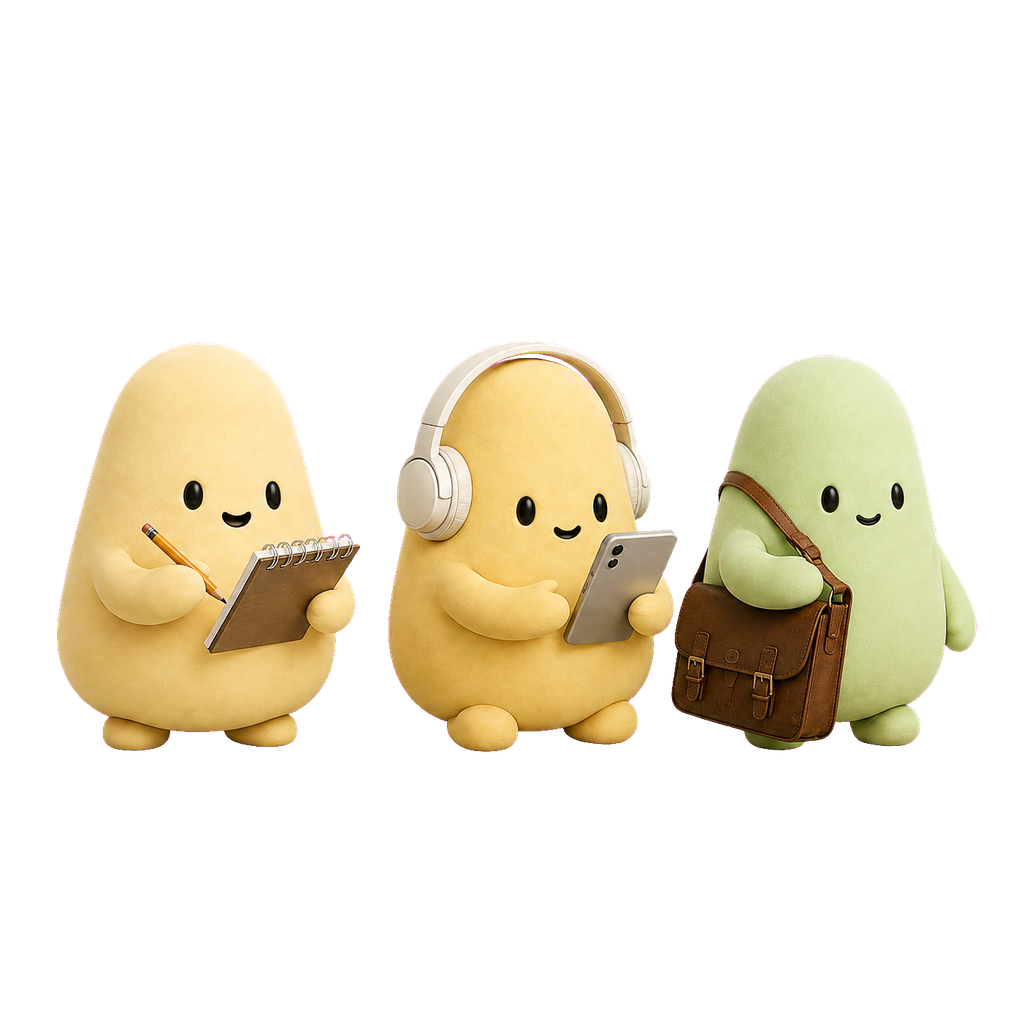Tres mascotas con cuaderno, teléfono y bolso representan los ámbitos cotidianos afectados por los rituales.