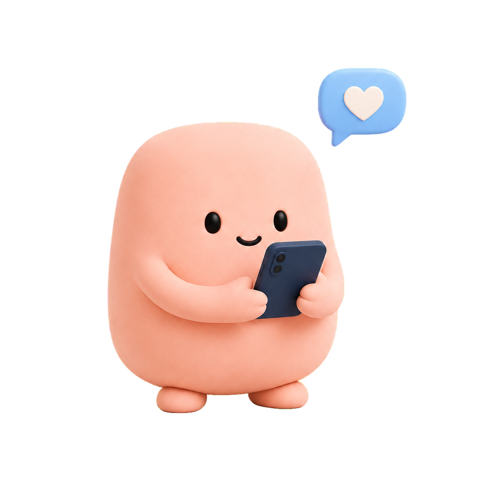 Mascota coral aliviada al recibir una respuesta amable en su celular