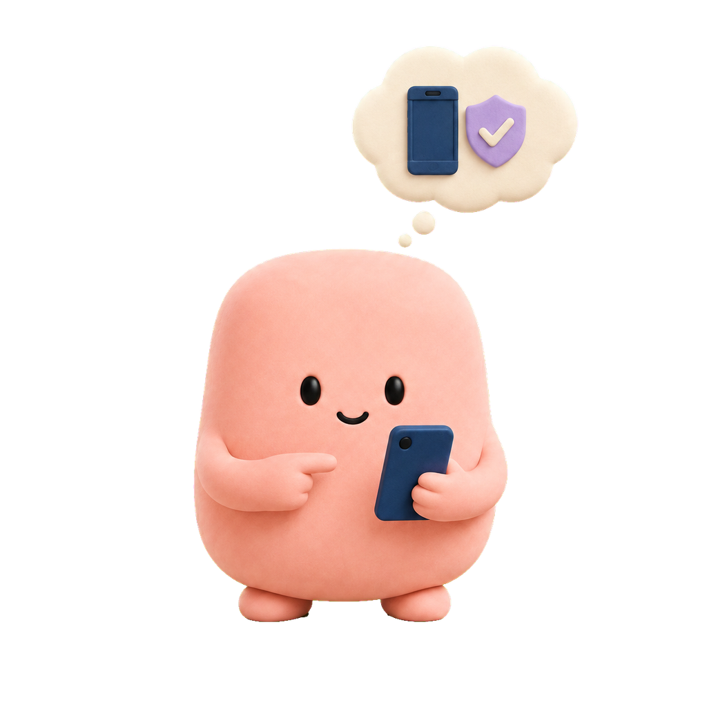 Mascota coral atribuye el alivio a revisar el mensaje e imagina el celular junto a un escudo