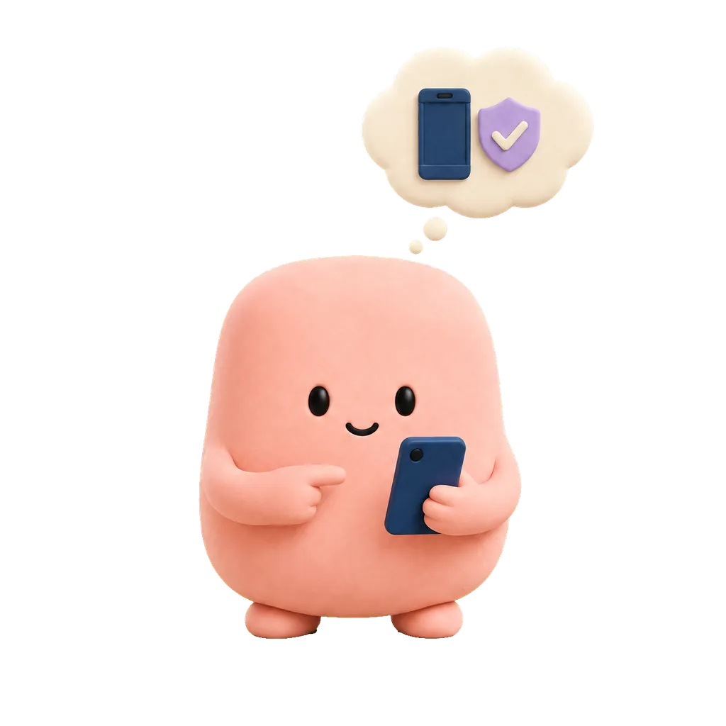 Mascota coral atribuye el alivio a revisar el mensaje e imagina el celular junto a un escudo