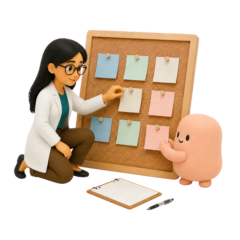 Psicóloga y mascota coral organizan objetivos de trabajo.