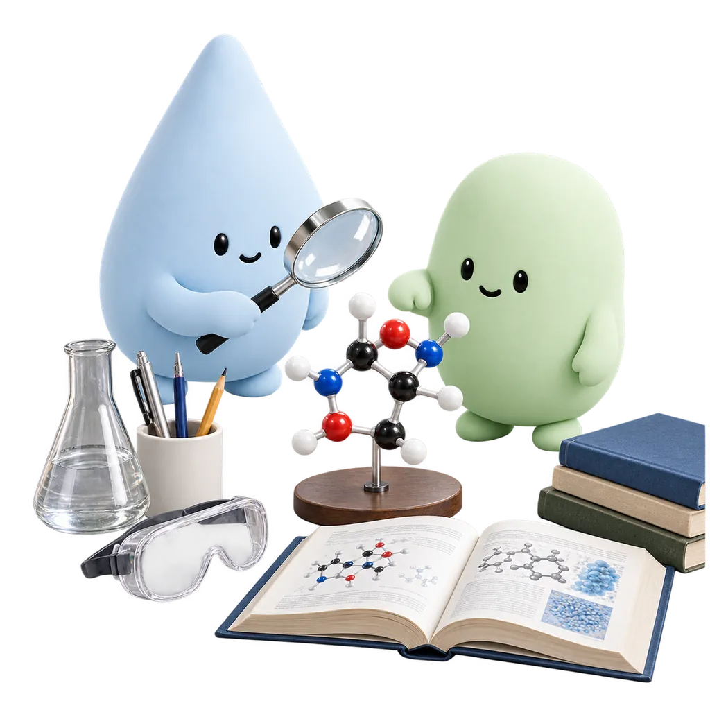 Mascotas azul y verde observan modelos científicos para comprender el alcance de los hallazgos.