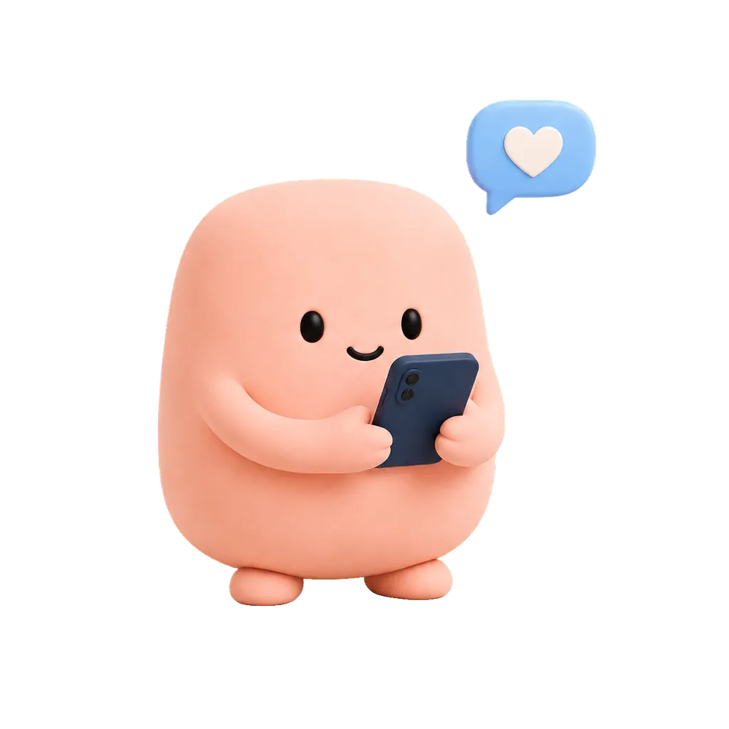 Mascota coral aliviada al recibir una respuesta amable en su celular