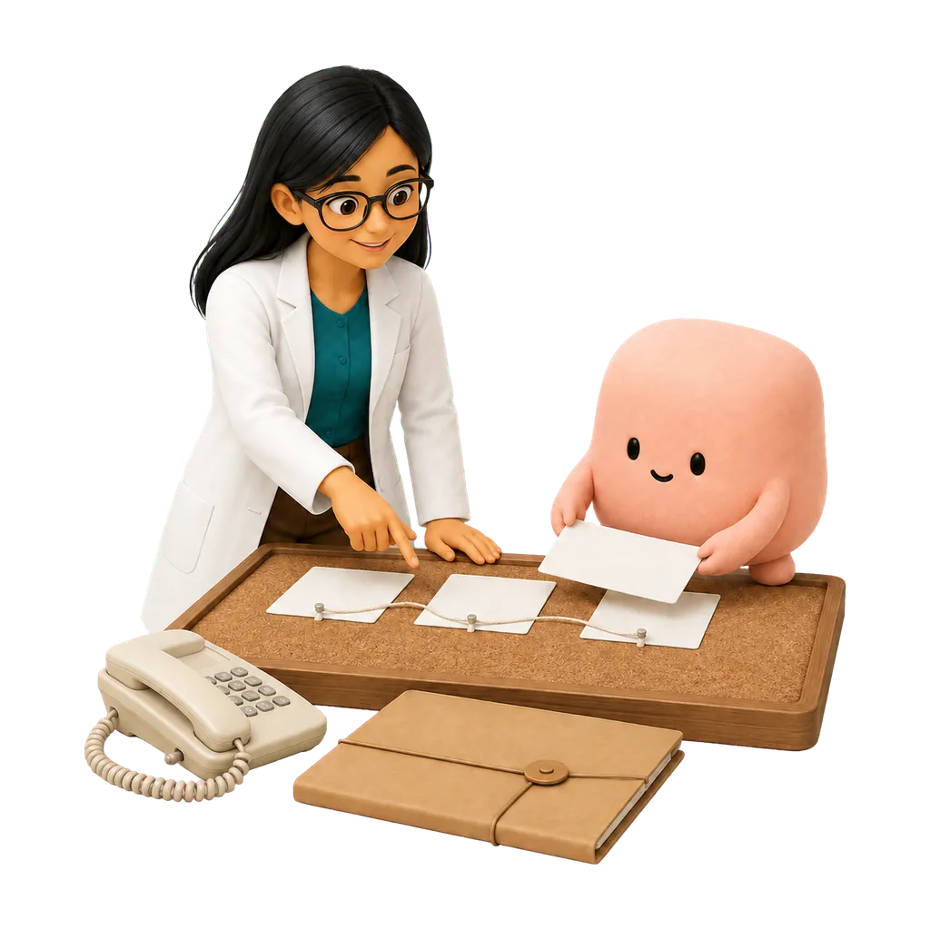 La psicóloga y la mascota coral organizan un plan de atención y seguimiento.