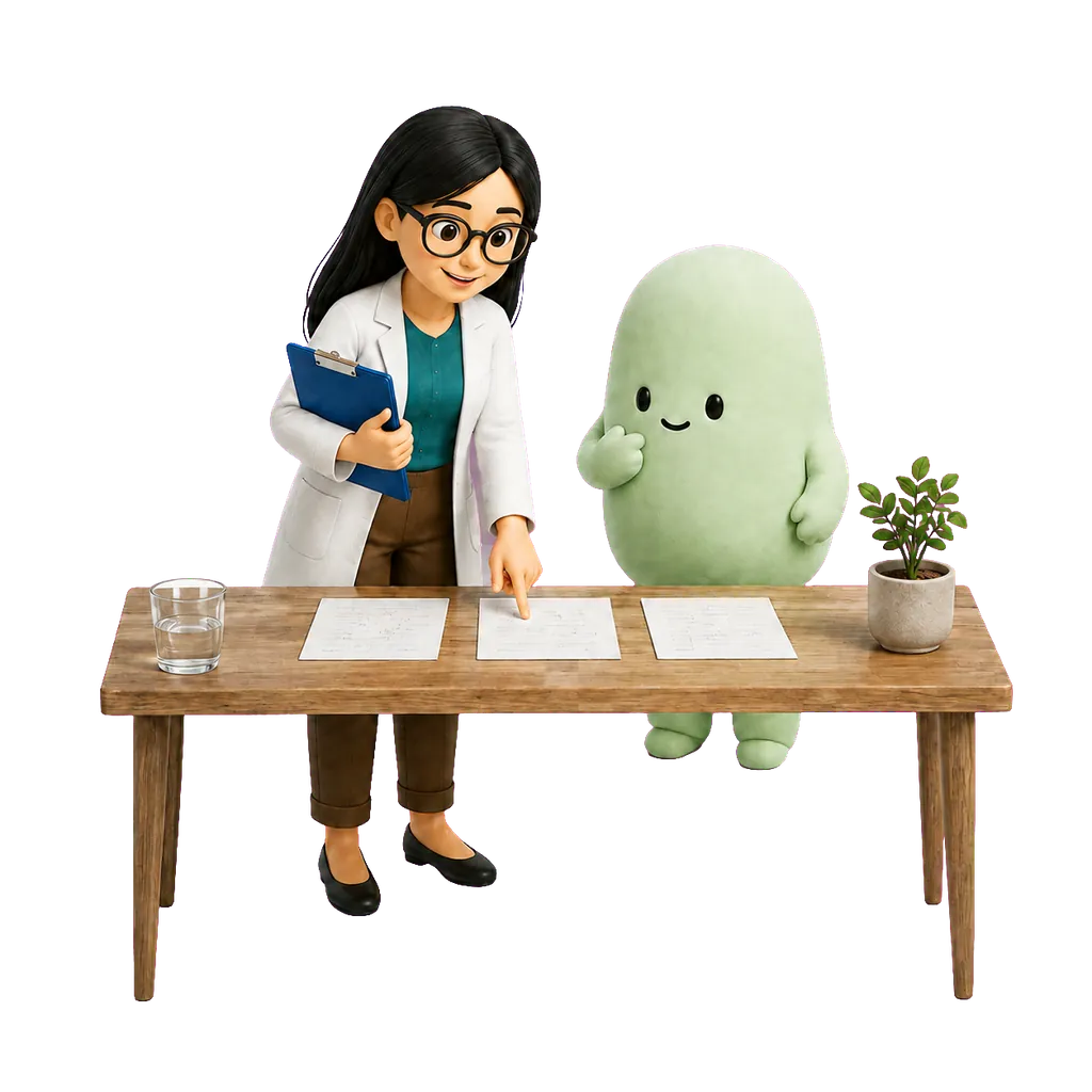 Psicóloga y mascota verde organizan antecedentes para distinguir distintas explicaciones.